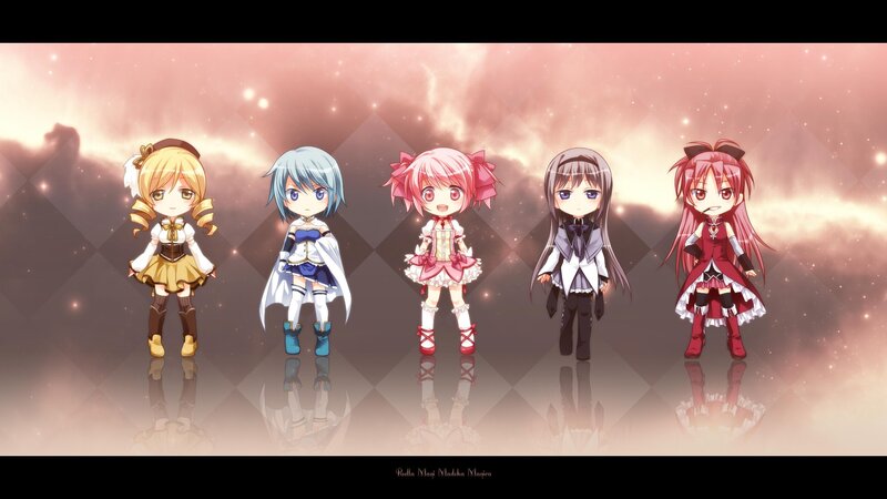 Five Chibi Anime Girls — Pink