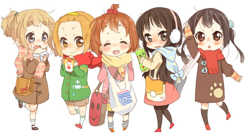 Five Chibi Girls in Winter Clothes
