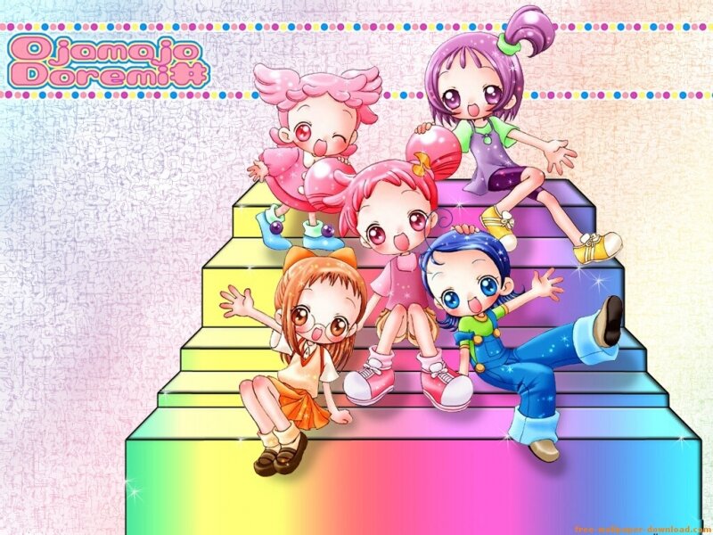 Five Chibi Girls on Stairs