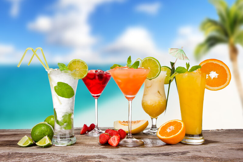 Five Cocktails on Table