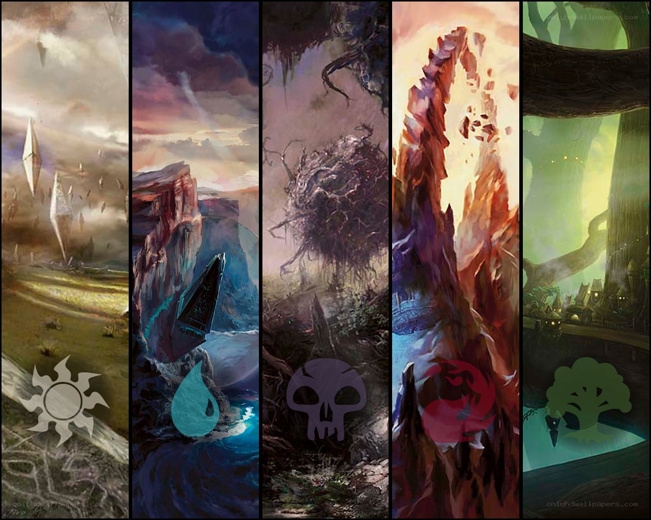 Five-color fantasy world banners