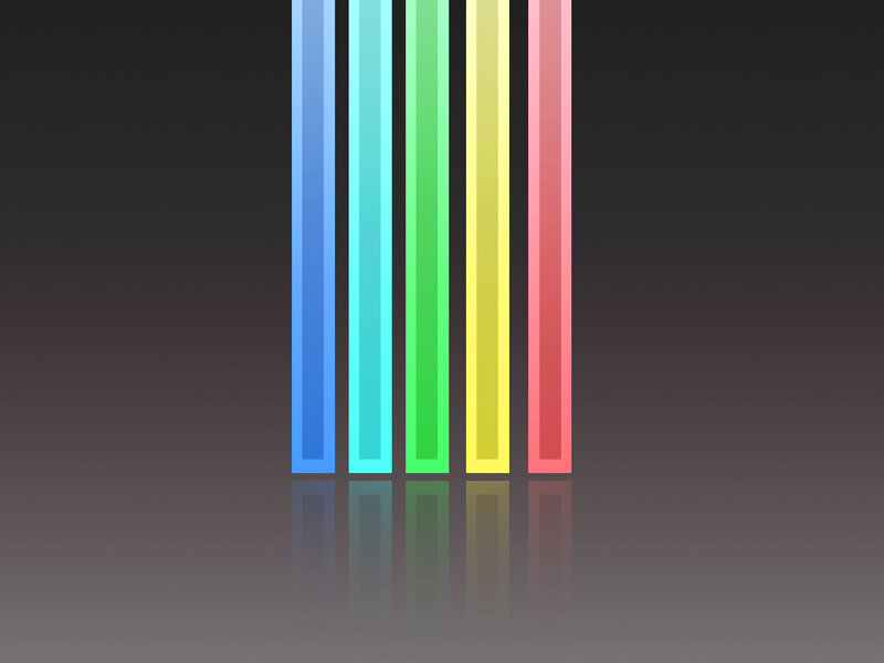 five colored bars on dark background