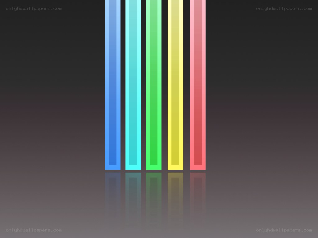 five colored bars on dark background