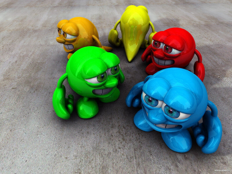 Five Colorful Cartoon Creatures