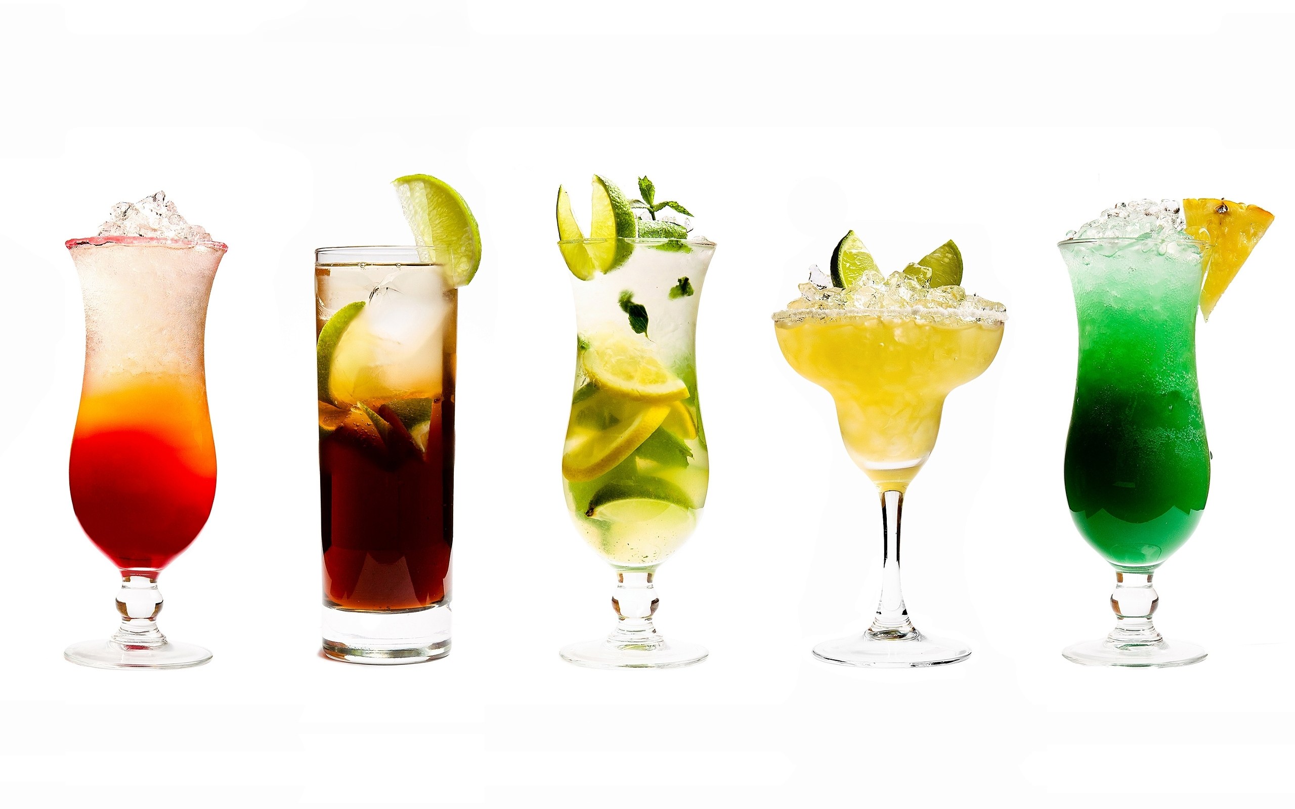 Five colorful cocktails