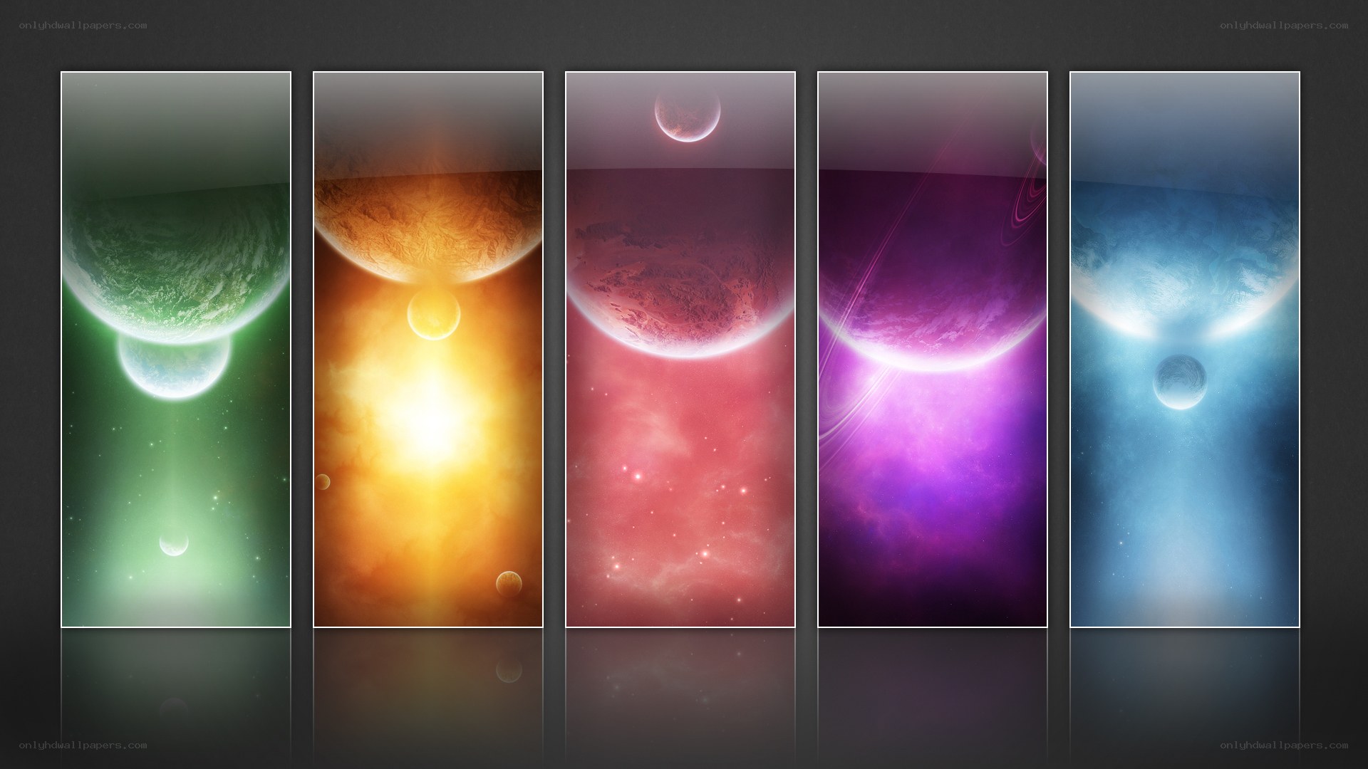 Five Colorful Planets in Space