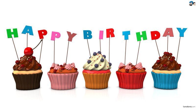 Five Cupcakes with Candles