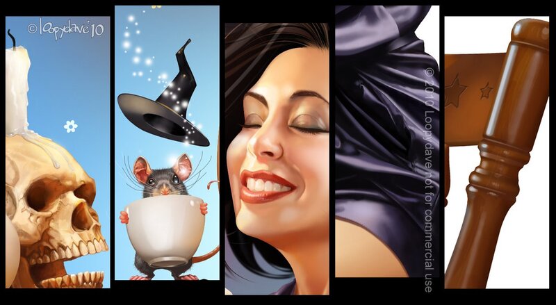 Five digital art panels