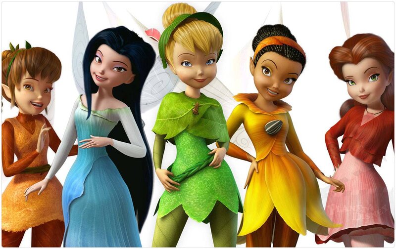 Five Fairies Standing — Green, Cheerful