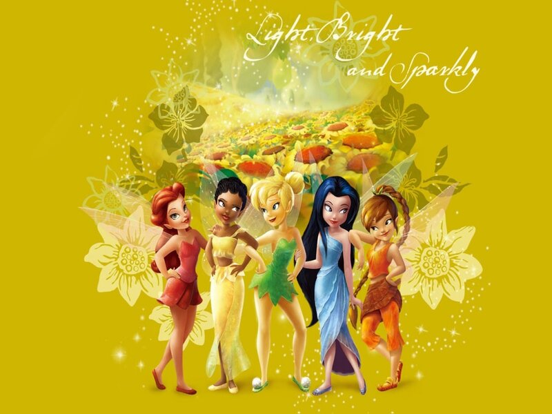 Five Fairies Standing — Yellow, Bright, Cheerful, Afternoon