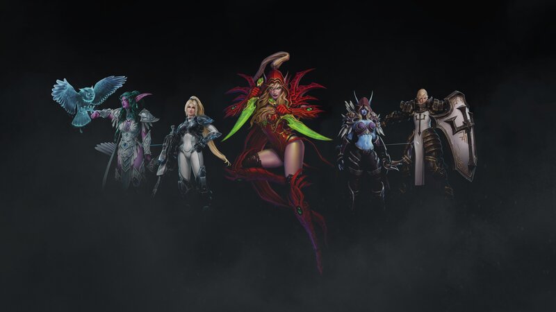 Five Fantasy Characters — Black, Dramatic, Night, Digital Art, Armor