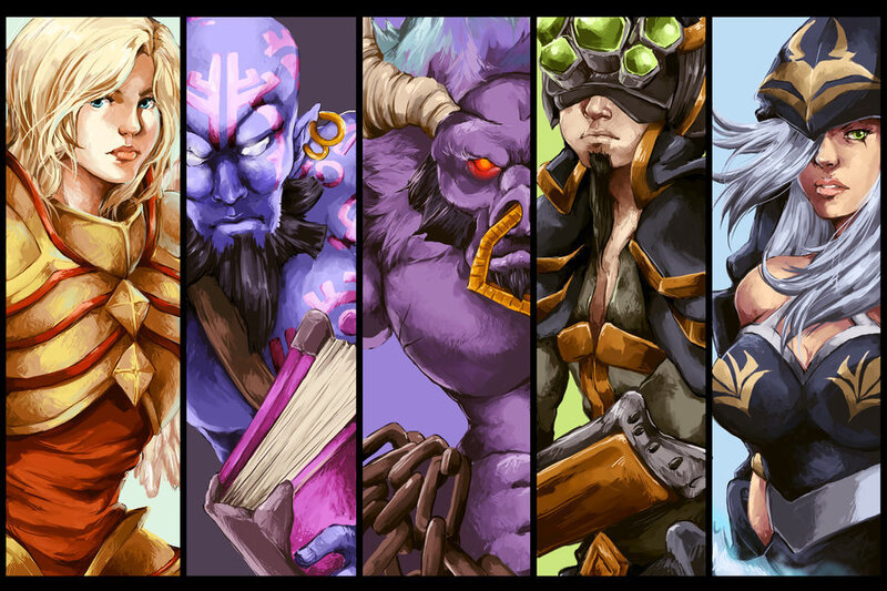 Five fantasy characters in a row