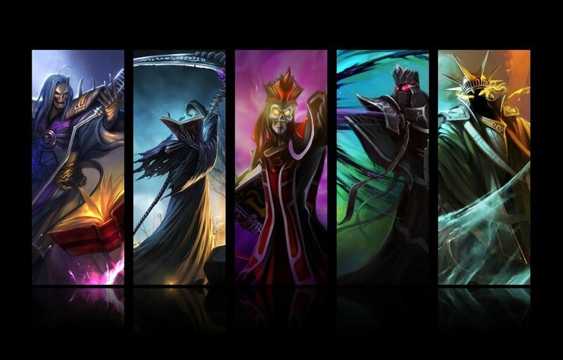 Five Fantasy Characters — Purple, Dramatic, Digital Art, Skeleton