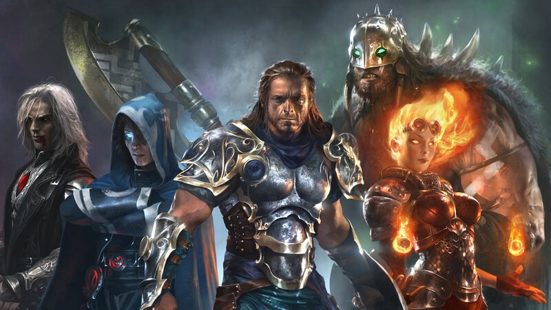 Five Fantasy Warriors — Gray, Dramatic