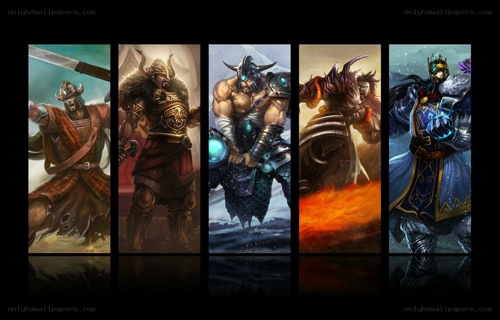 Five fantasy warriors in a row