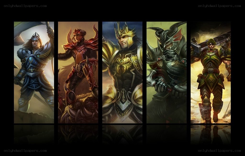 five fantasy warriors in armor