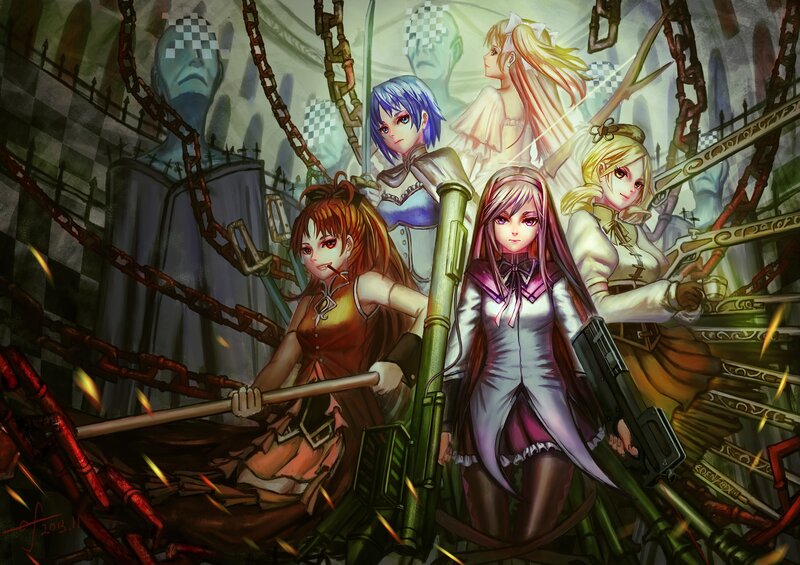 Five Female Characters in Battle