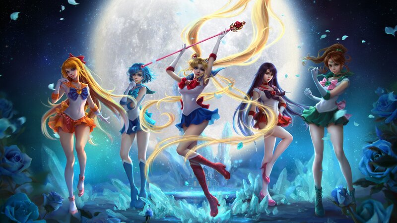 Five Female Characters in Costumes