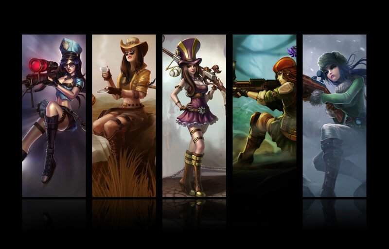 Five Female Characters — Purple, Dramatic, Digital Art, Sniper Rifles