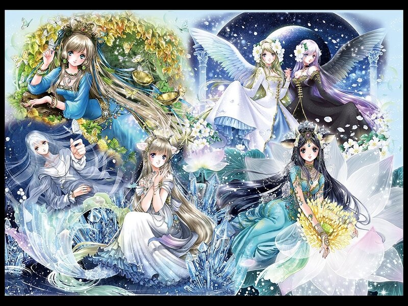 Five Female Fantasy Characters — Blue