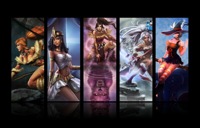 Five Female Fantasy Characters — Purple