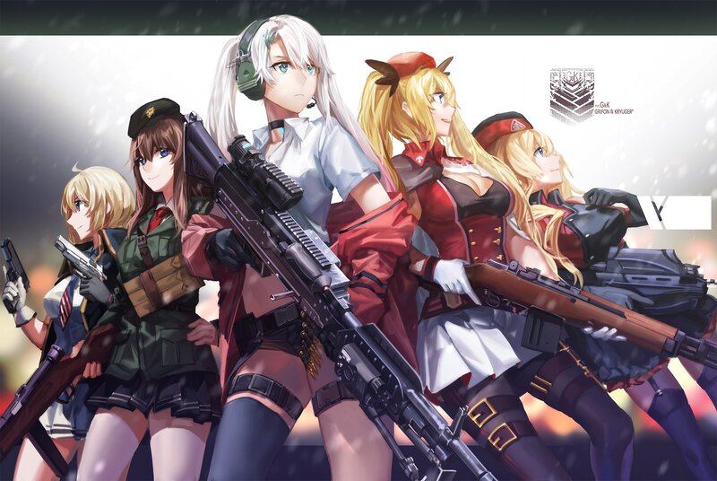 Five Female Soldiers with Guns