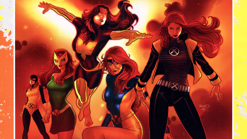 Five Female Superheroes — Orange, Dramatic