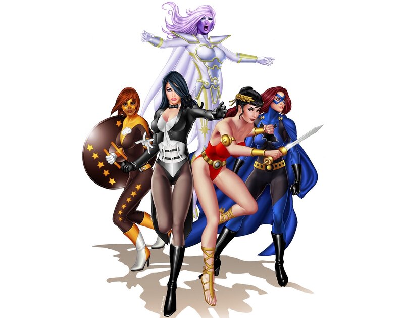 Five Female Superheroes — Purple