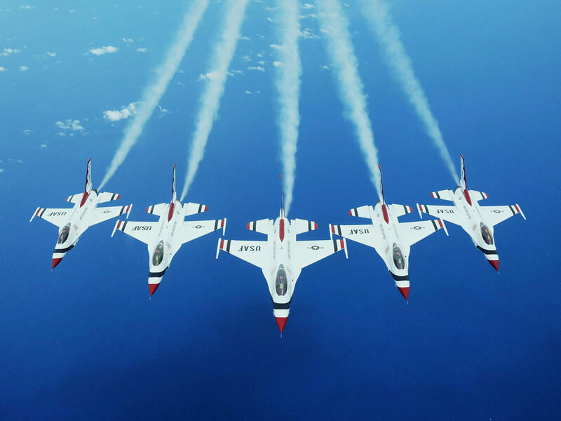 Five Fighter Jets in Formation