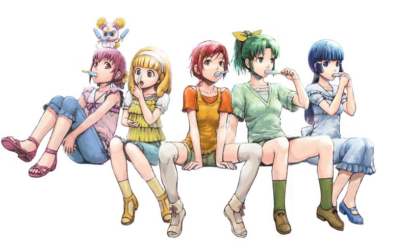 five girls eating popsicles
