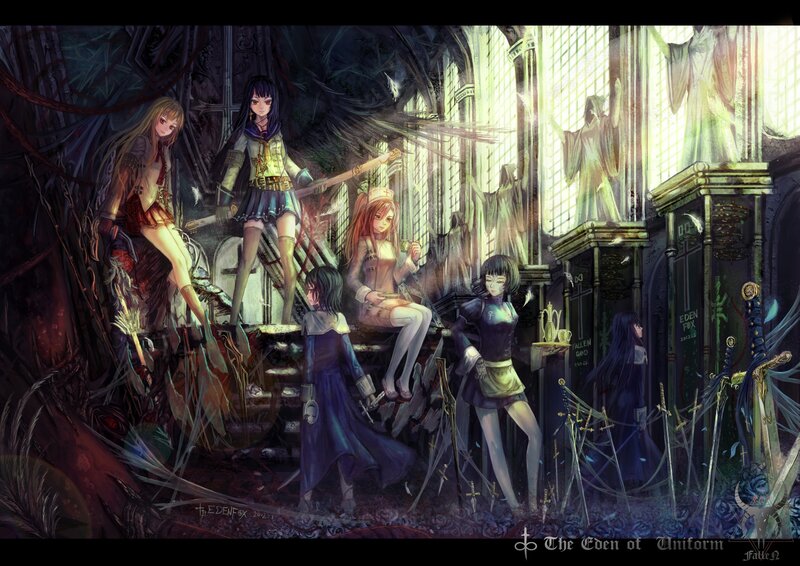 Five Girls in a Ruined Hall