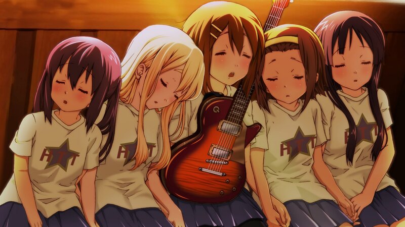 Five girls in band shirts