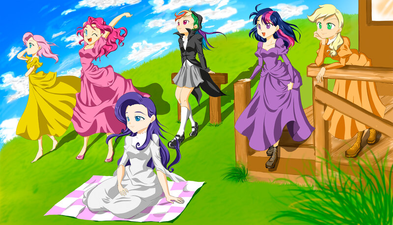 Five Girls in Dresses — Green