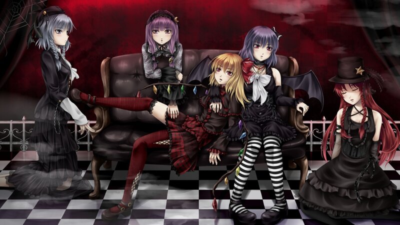 Five girls in gothic fashion