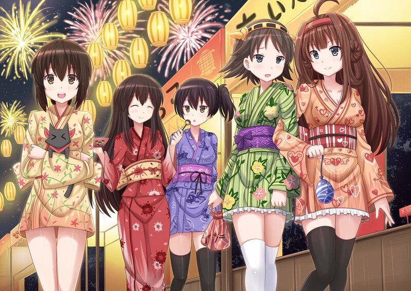 Five Girls in Kimonos — Yellow
