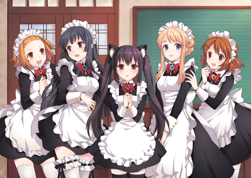 Five Girls in Maid Outfits — White