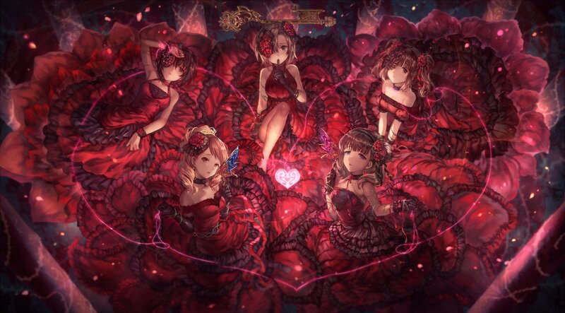 Five Girls in Red Dresses