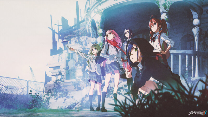 Five Girls in School Uniforms — Blue, Dramatic