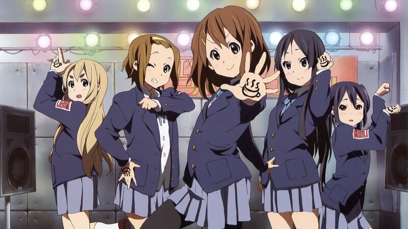 Five Girls in School Uniforms — Blue, Playful