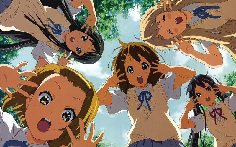 Five Girls in School Uniforms — Blue