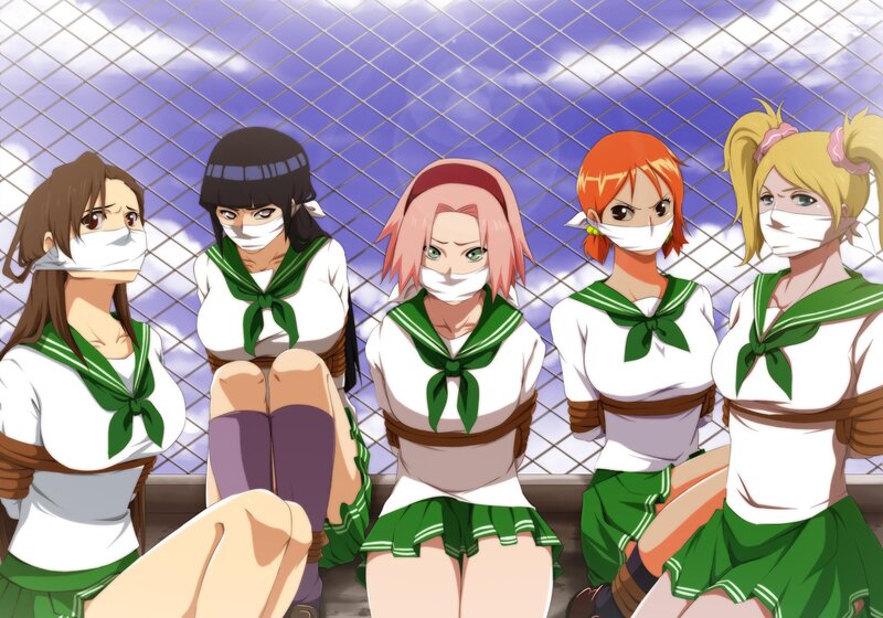 Five Girls in School Uniforms — Green