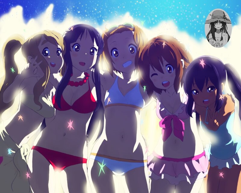Five Girls in Swimsuits — Blue, Bright, Cheerful