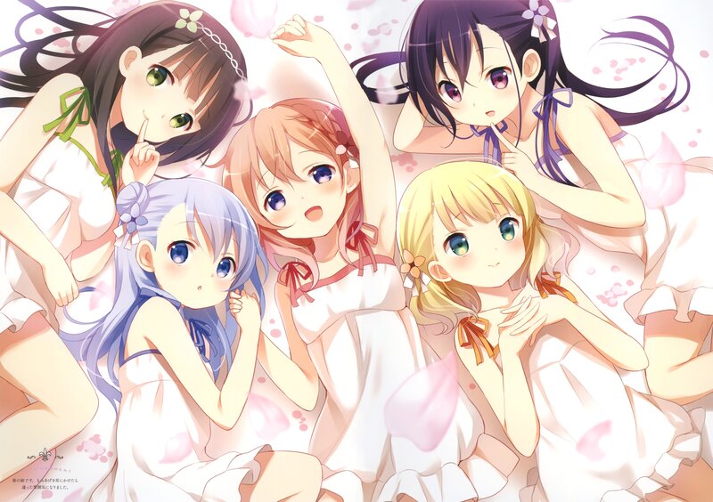 Five Girls in White Dresses — Cheerful, Spring