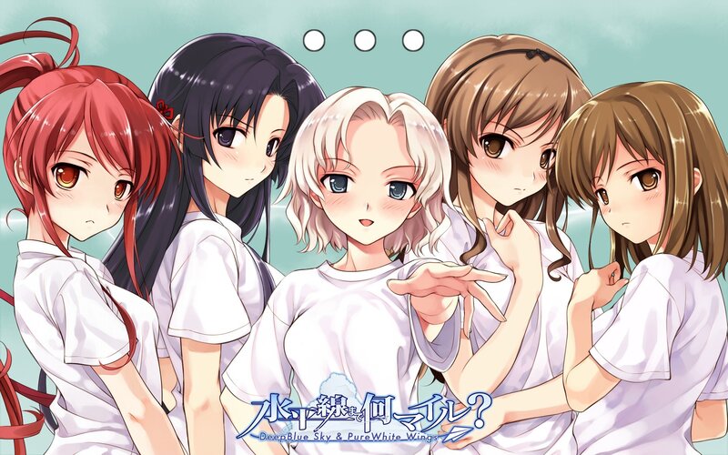 Five girls in white shirts