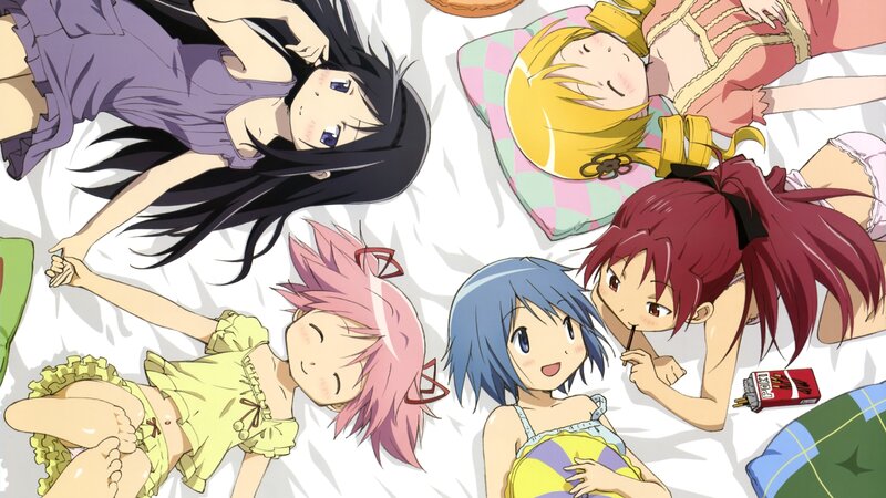 Five Girls on a Bed — White