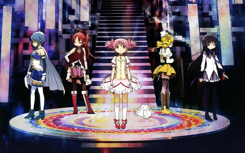 five girls on a stage