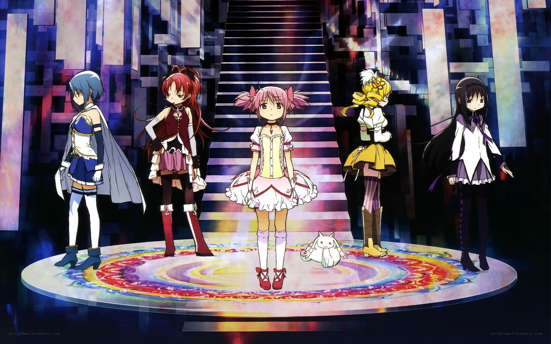 five girls on a stage