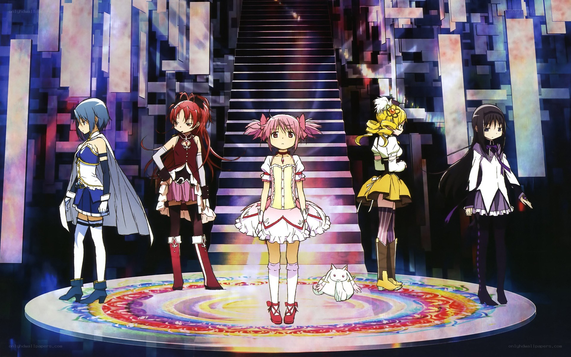 five girls on a stage