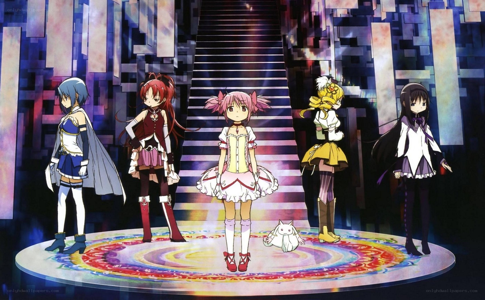 five girls on a stage