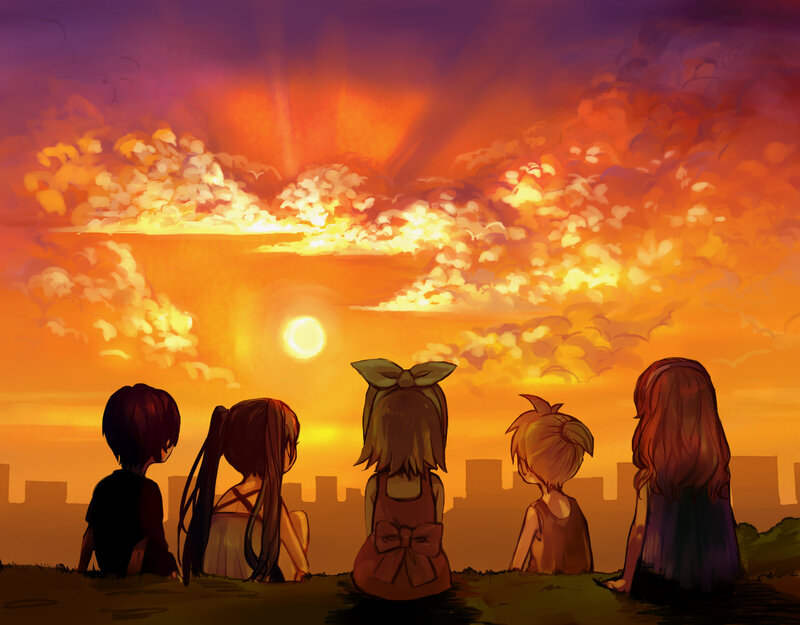 Five Girls Watching Sunset